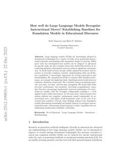 How well do Large Language Models Recognize Instructional Moves? Establishing Baselines for Foundation Models in Educational Discourse