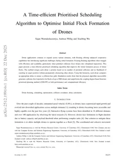 A Time-efficient Prioritised Scheduling Algorithm to Optimise Initial Flock Formation of Drones