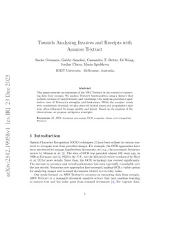 Towards Analysing Invoices and Receipts with Amazon Textract