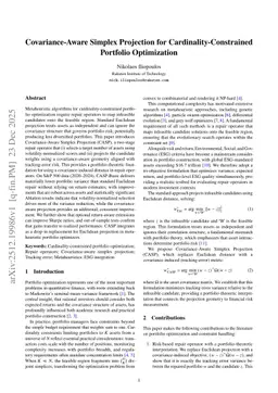 Covariance-Aware Simplex Projection for Cardinality-Constrained Portfolio Optimization