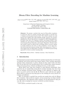 Bloom Filter Encoding for Machine Learning