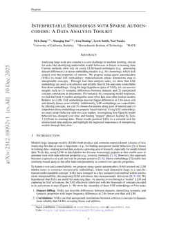 Interpretable Embeddings with Sparse Autoencoders: A Data Analysis Toolkit