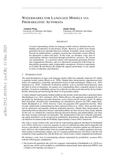 Watermarks for Language Models via Probabilistic Automata