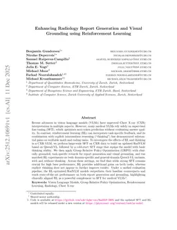 Enhancing Radiology Report Generation and Visual Grounding using Reinforcement Learning