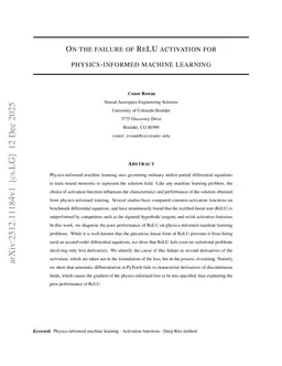 On the failure of ReLU activation for physics-informed machine learning
