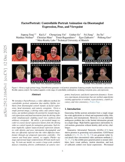 FactorPortrait: Controllable Portrait Animation via Disentangled Expression, Pose, and Viewpoint