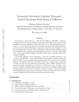 Generative Stochastic Optimal Transport: Guided Harmonic Path-Integral Diffusion