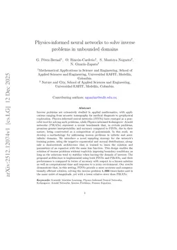 Physics-informed neural networks to solve inverse problems in unbounded domains