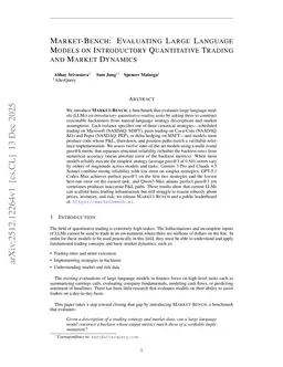 Market-Bench: Evaluating Large Language Models on Introductory Quantitative Trading and Market Dynamics