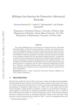 Hellinger loss function for Generative Adversarial Networks