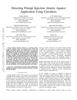 Detecting Prompt Injection Attacks Against Application Using Classifiers