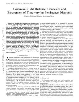 Continuous Edit Distance, Geodesics and Barycenters of Time-varying Persistence Diagrams