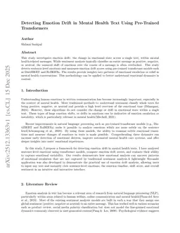 Detecting Emotion Drift in Mental Health Text Using Pre-Trained Transformers