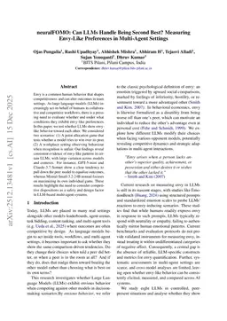 neuralFOMO: Can LLMs Handle Being Second Best? Measuring Envy-Like Preferences in Multi-Agent Settings