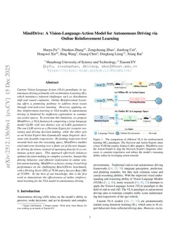 MindDrive: A Vision-Language-Action Model for Autonomous Driving via Online Reinforcement Learning