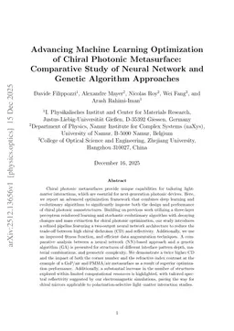 Advancing Machine Learning Optimization of Chiral Photonic Metasurface: Comparative Study of Neural Network and Genetic Algorithm Approaches
