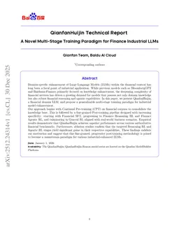 QianfanHuijin Technical Report: A Novel Multi-Stage Training Paradigm for Finance Industrial LLMs