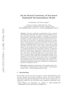 On the Factual Consistency of Text-based Explainable Recommendation Models