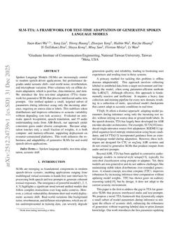 SLM-TTA: A Framework for Test-Time Adaptation of Generative Spoken Language Models