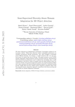 Semi-Supervised Diversity-Aware Domain Adaptation for 3D Object detection