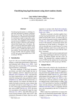Classifying long legal documents using short random chunks