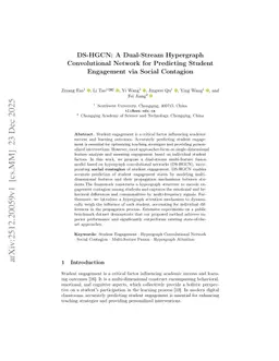 DS-HGCN: A Dual-Stream Hypergraph Convolutional Network for Predicting Student Engagement via Social Contagion