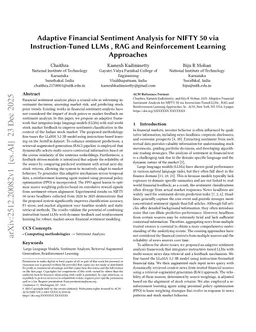 Adaptive Financial Sentiment Analysis for NIFTY 50 via Instruction-Tuned LLMs , RAG and Reinforcement Learning Approaches