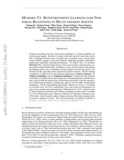 Memory-T1: Reinforcement Learning for Temporal Reasoning in Multi-session Agents