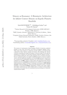 Memory as Resonance: A Biomimetic Architecture for Infinite Context Memory on Ergodic Phonetic Manifolds