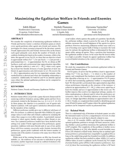 Maximizing the Egalitarian Welfare in Friends and Enemies Games