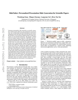 SlideTailor: Personalized Presentation Slide Generation for Scientific Papers