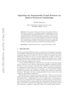 Algorithm for Interpretable Graph Features via Motivic Persistent Cohomology