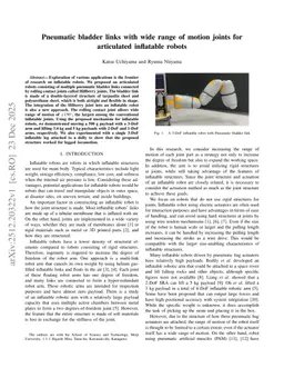 Pneumatic bladder links with wide range of motion joints for articulated inflatable robots