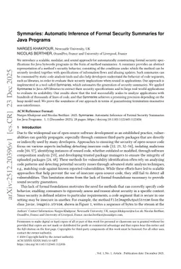 Symmaries: Automatic Inference of Formal Security Summaries for Java Programs