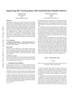 Improving ML Training Data with Gold-Standard Quality Metrics