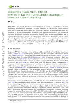 Nemotron 3 Nano: Open, Efficient Mixture-of-Experts Hybrid Mamba-Transformer Model for Agentic Reasoning