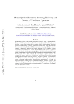 Dyna-Style Reinforcement Learning Modeling and Control of Non-linear Dynamics