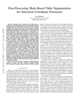 Post-Processing Mask-Based Table Segmentation for Structural Coordinate Extraction