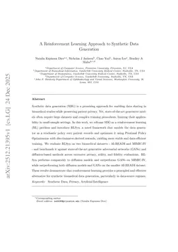 A Reinforcement Learning Approach to Synthetic Data Generation