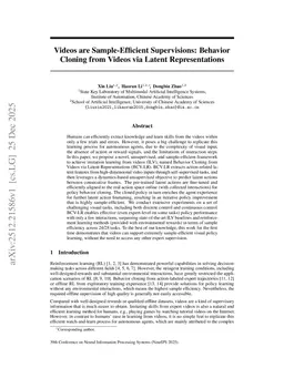 Videos are Sample-Efficient Supervisions: Behavior Cloning from Videos via Latent Representations