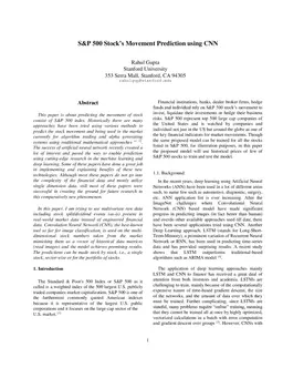 S&P 500 Stock's Movement Prediction using CNN