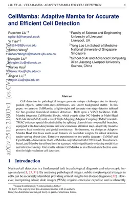 CellMamba: Adaptive Mamba for Accurate and Efficient Cell Detection