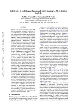 CricBench: A Multilingual Benchmark for Evaluating LLMs in Cricket Analytics