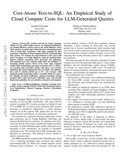 Cost-Aware Text-to-SQL: An Empirical Study of Cloud Compute Costs for LLM-Generated Queries