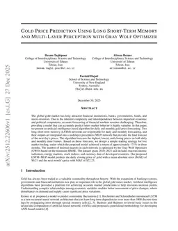 Gold Price Prediction Using Long Short-Term Memory and Multi-Layer Perceptron with Gray Wolf Optimizer