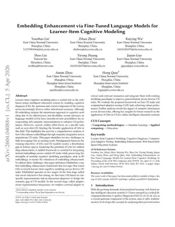 Embedding Enhancement via Fine-Tuned Language Models for Learner-Item Cognitive Modeling