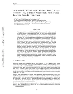 Incomplete Multi-View Multi-Label Classification via Shared Codebook and Fused-Teacher Self-Distillation