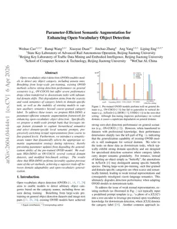 Parameter-Efficient Semantic Augmentation for Enhancing Open-Vocabulary Object Detection