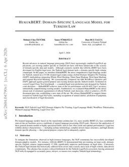 HUKUKBERT: Domain-Specific Language Model for Turkish Law