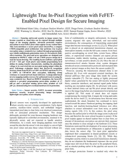 Lightweight True In-Pixel Encryption with FeFET Enabled Pixel Design for Secure Imaging